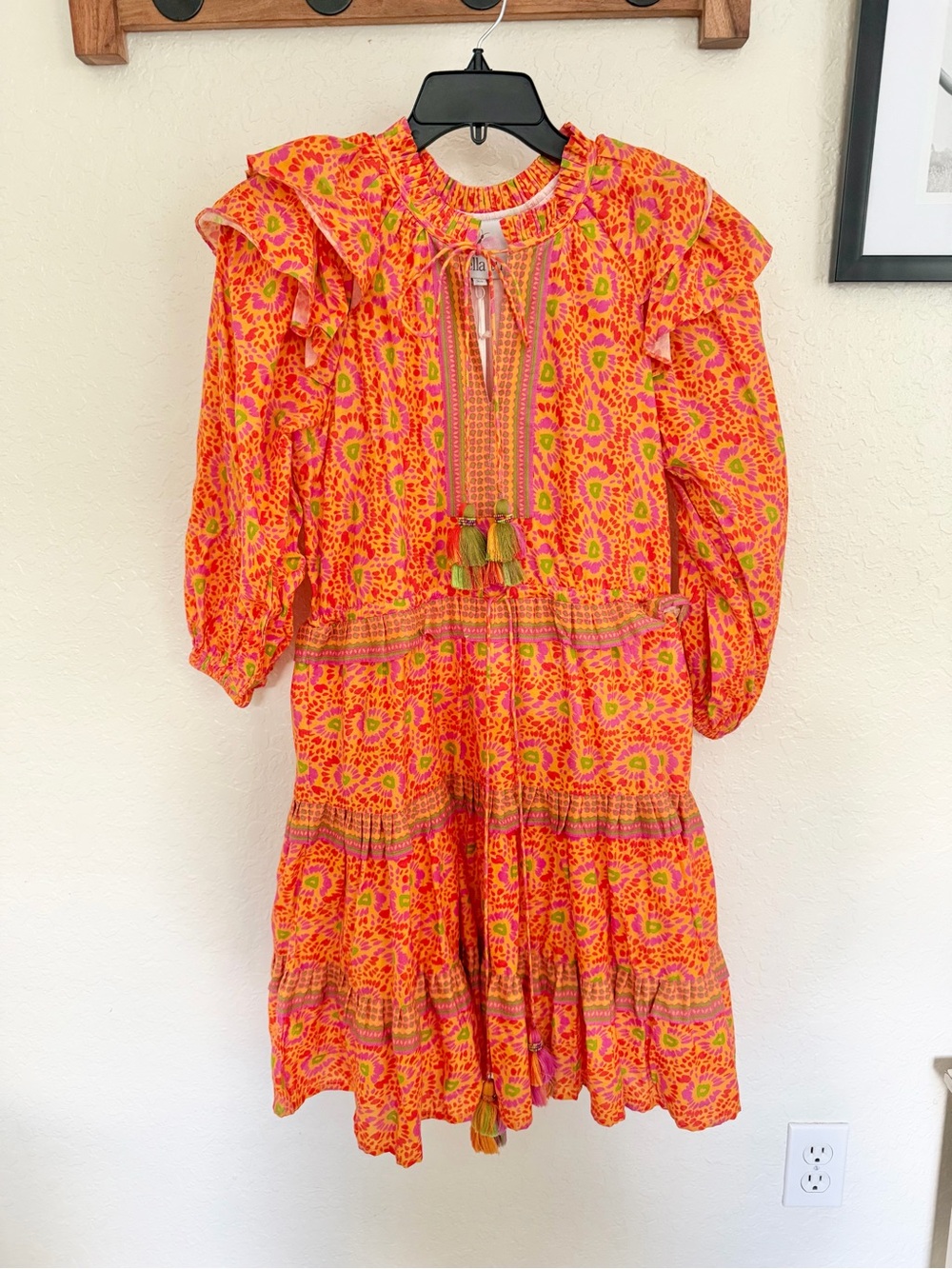 Bella Tu Bright Floral Tassel Tiered Dress